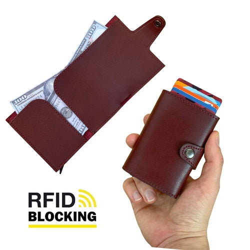 Angora - Vegan Leather RFID Mechanism Card Holder with Cash