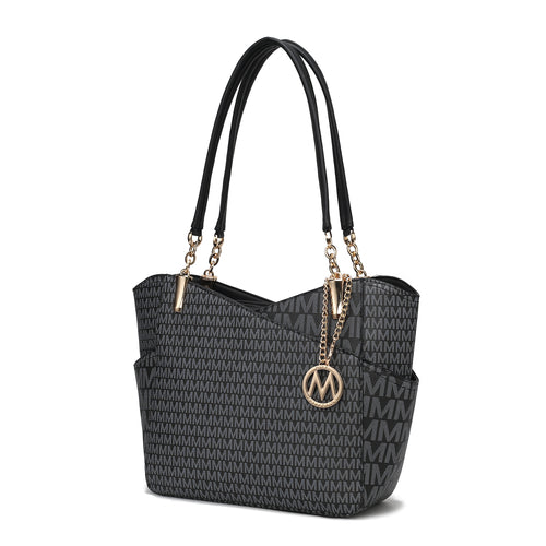 Jules M Logo Printed Vegan Leather Women Tote Bag