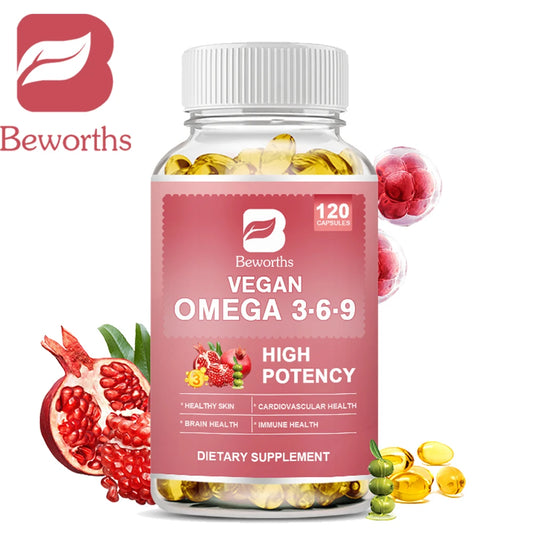 BEWORTHS Vegan Omega 3 & 6 & 9 Capsule Support Brain and Cardiovascular Health Enhance Immunity Beauty and Skincare