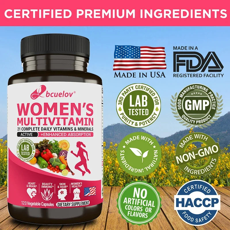 Women's Multivitamin Multimineral Supplement - Magnesium Biotin Calcium Zinc Selenium - Supports Joints Skin Nails