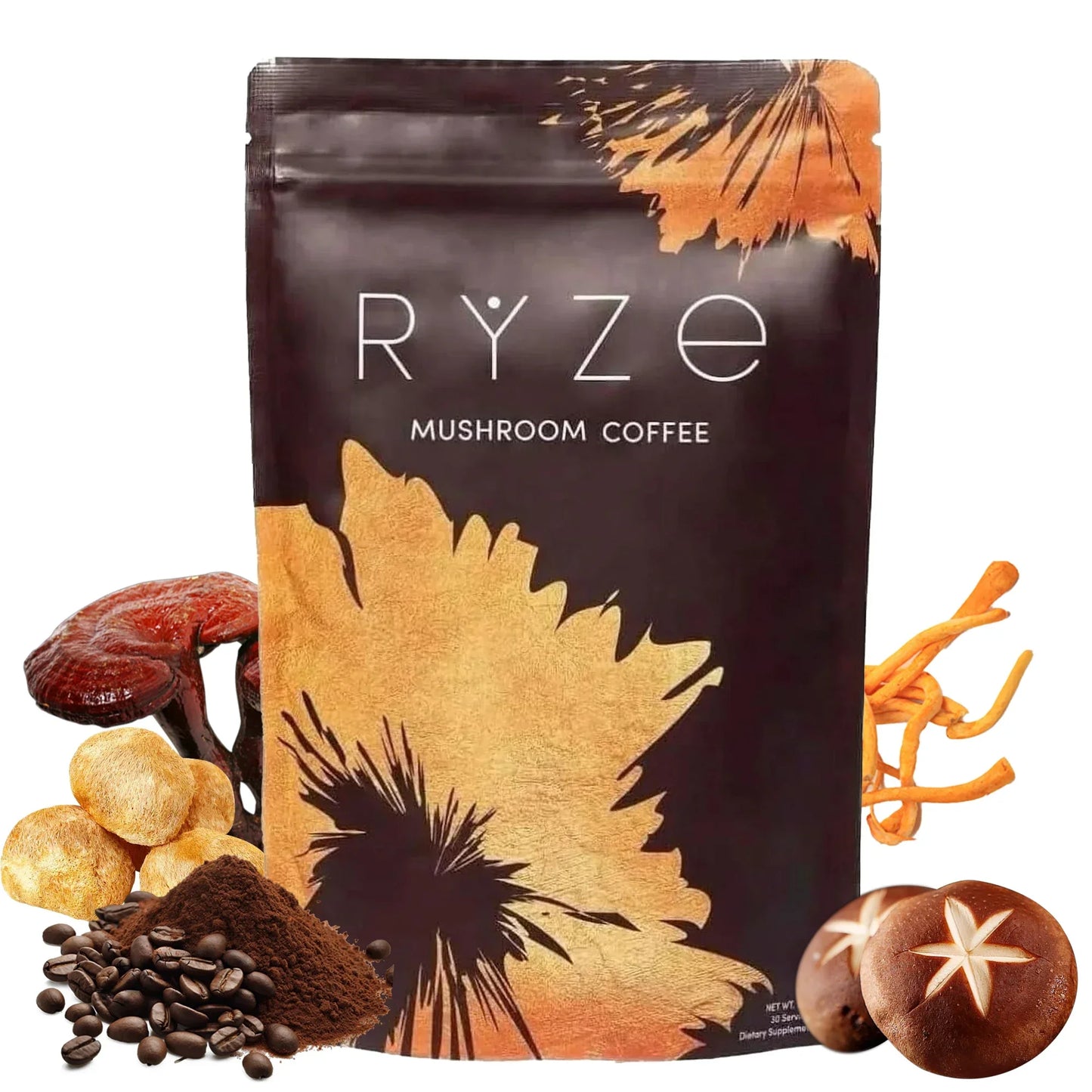 Organic Mushroom Coffee - LION'S MANE, Shiitake, Cordyceps, Supports Immune, Focus, Concentration, Stress, Digestion & Energy