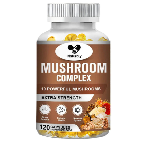 Mushroom Complex Supplement for Nootropic Brain Memory & Focus Immune Booster Natural Energy & Stress Relief