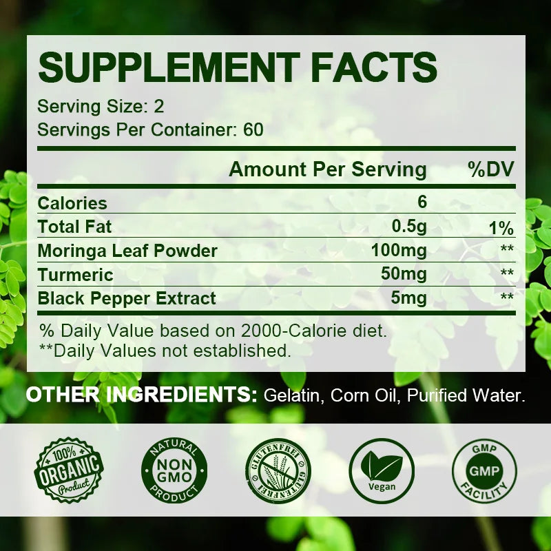 Alliwise Natural Moringa Capsule Compound Vitamin &Amino acid supplement Blood Sugar and Lipids Antioxidant