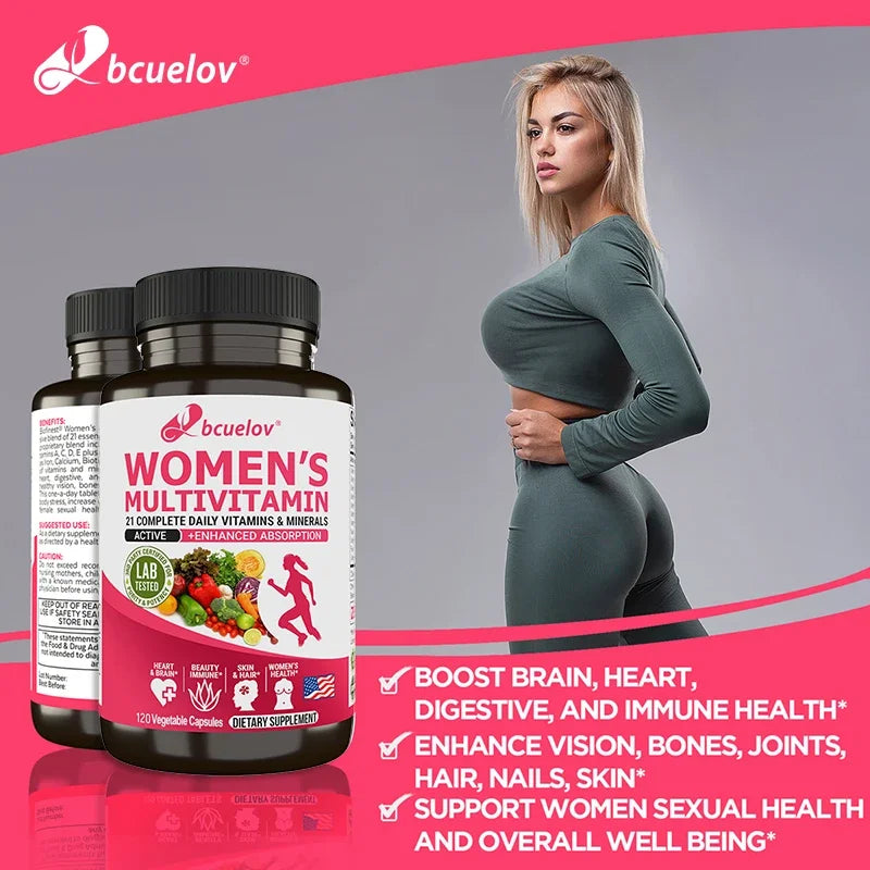 Women's Multivitamin Multimineral Supplement - Magnesium Biotin Calcium Zinc Selenium - Supports Joints Skin Nails