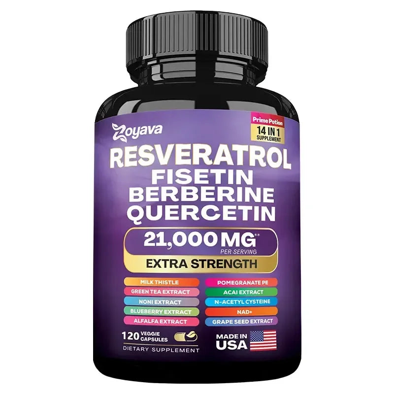 Resveratrol Extract Capsules - Benefits Immunity, Antioxidants, Cardiovascular Health, Promotes Smooth Skin