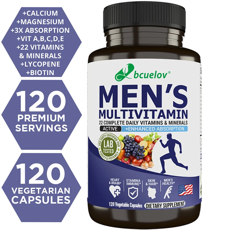 Bcuelov Men's Vitamin and Mineral Supplements - 26 Combinations To Support Overall Immune Health, Vegan