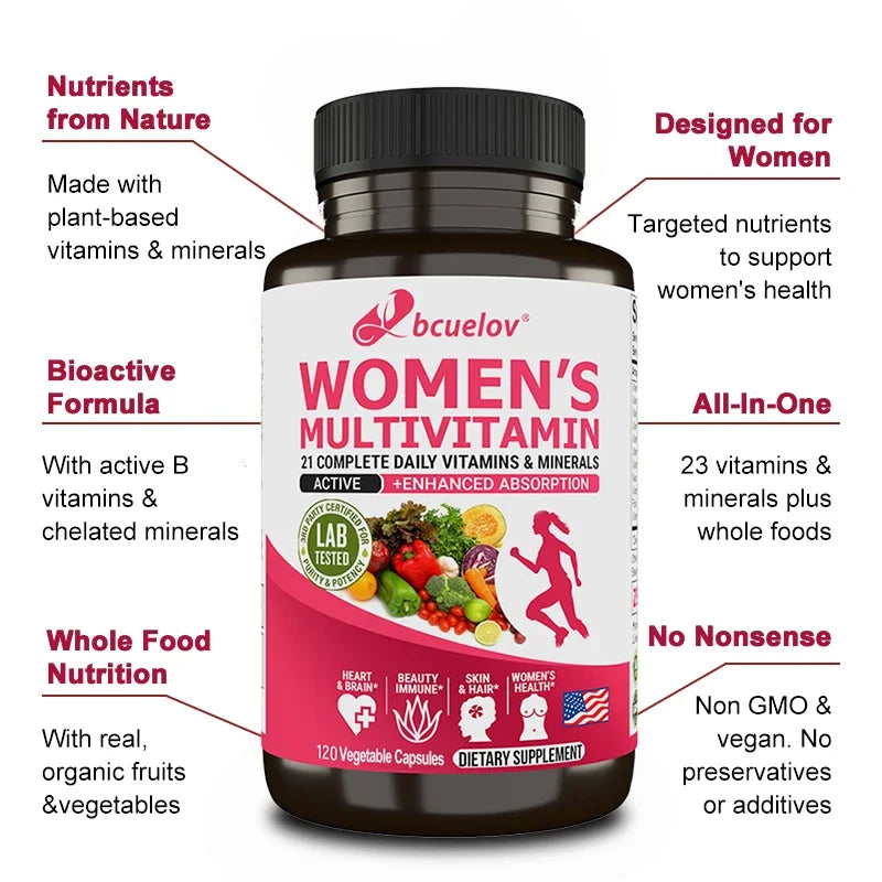 Women's Multivitamin Multimineral Supplement - Magnesium Biotin Calcium Zinc Selenium - Supports Joints Skin Nails