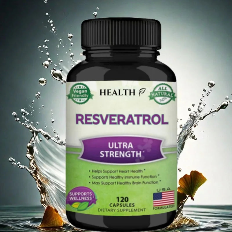 Natural Resveratrol 1000mg, 120 Capsules - Vegan, Gluten Free, Non-GMO