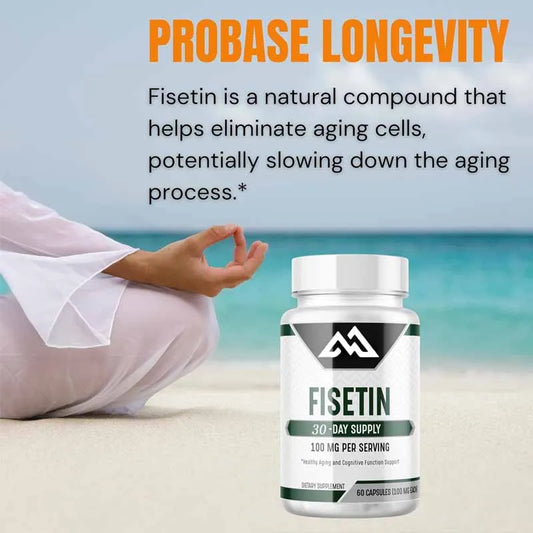 Fisetin supplement, 100mg per capsule, 30 days supply, healthy aging overall health vegan capsules, non GMO, gluten free