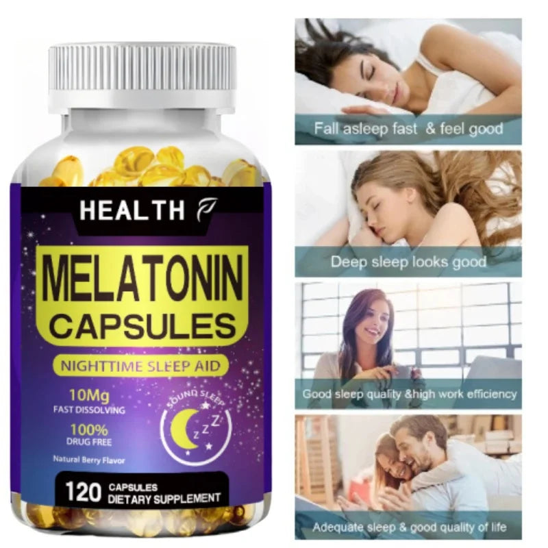 Melatonin 10mg | 120 pills| Drug Free Aid for Adults | Vegan capsule, Non-GMO, Gluten Free Supplement