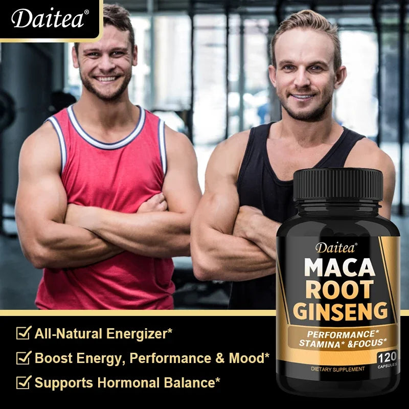 Vegan 11400mg (Yellow+Red+Black) Maca & Ginseng Root Extract - Muscle, Energy & Strength Supplement