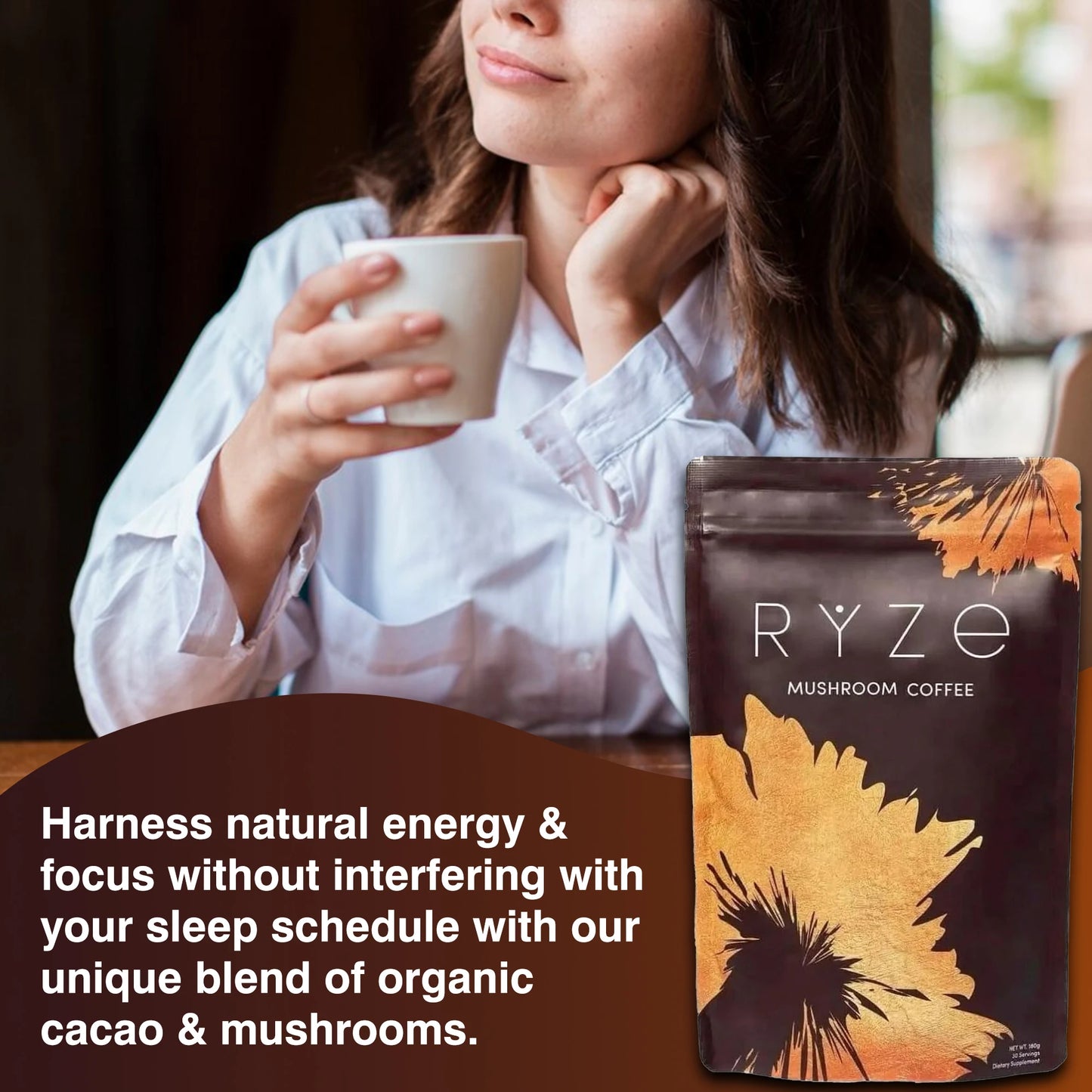 Organic Mushroom Coffee - LION'S MANE, Shiitake, Cordyceps, Supports Immune, Focus, Concentration, Stress, Digestion & Energy