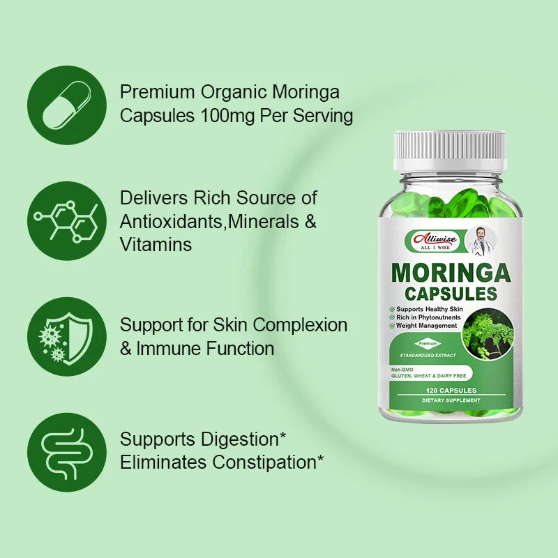 Alliwise Natural Moringa Capsule Compound Vitamin &Amino acid supplement Blood Sugar and Lipids Antioxidant