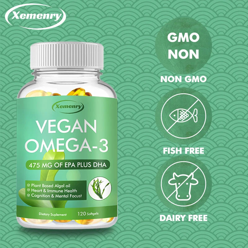 Vegan Omega-3 DHA Supplement | Improved Formula for Better Absorption | Supports Health |