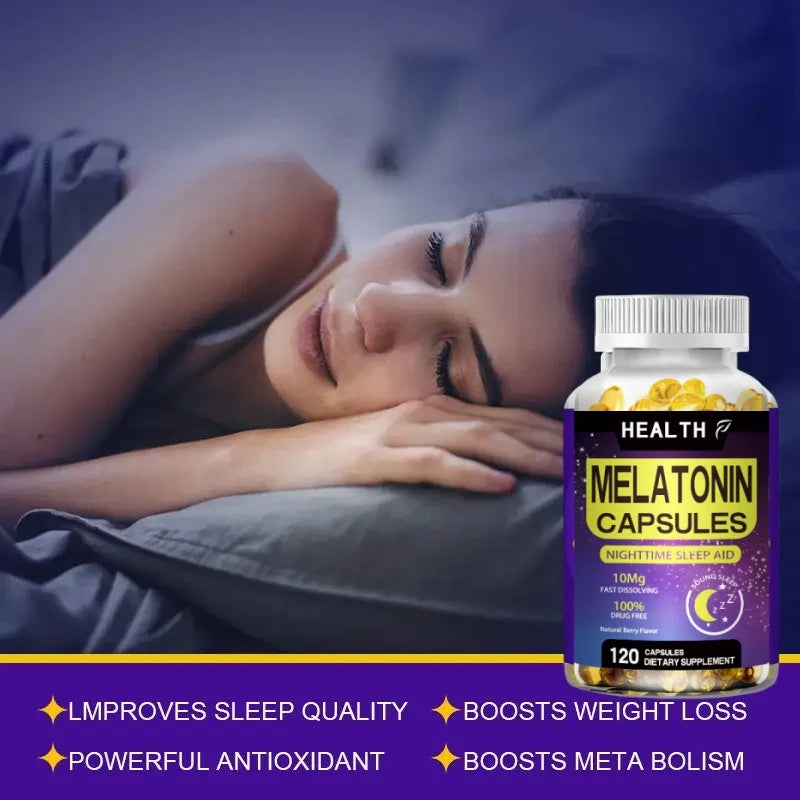 Melatonin 10mg | 120 pills| Drug Free Aid for Adults | Vegan capsule, Non-GMO, Gluten Free Supplement