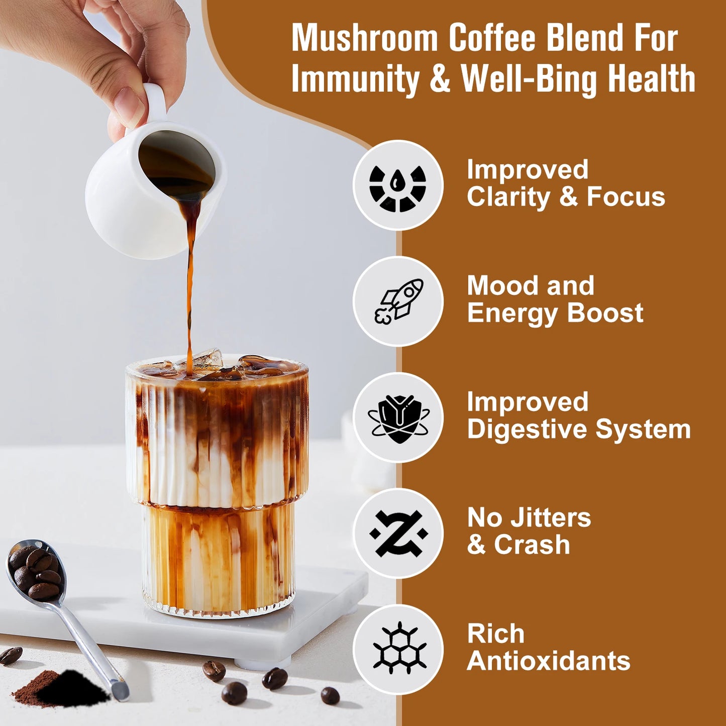 Beworths Reishi Mushroom Coffee - Boost Brain Memory and Cognitive Clarity Immune System & Digestion - Health Energy Supplement