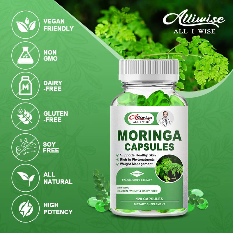 Alliwise Natural Moringa Capsule Compound Vitamin &Amino acid supplement Blood Sugar and Lipids Antioxidant