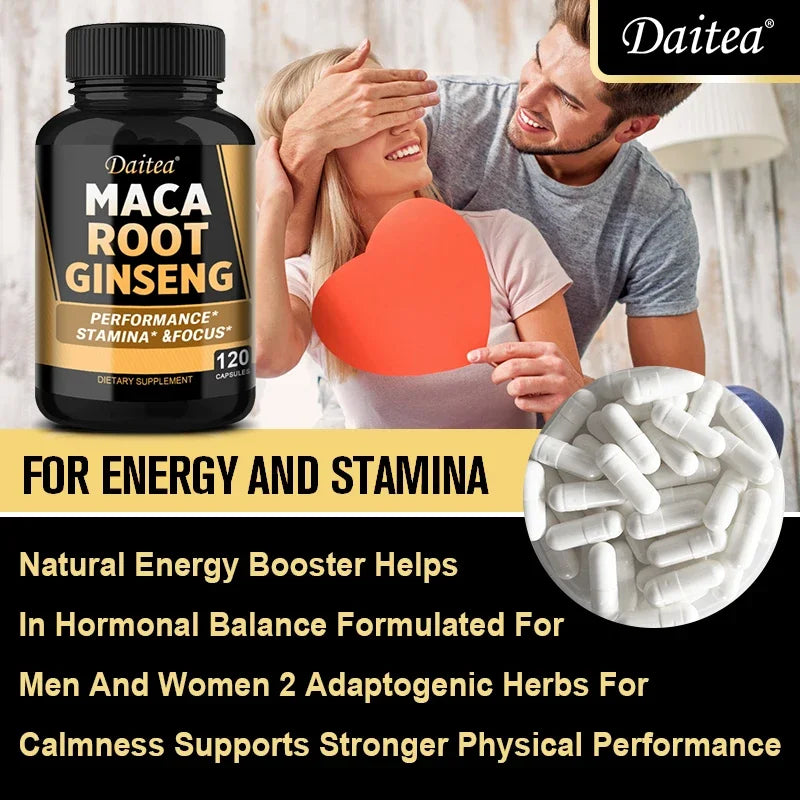 Vegan 11400mg (Yellow+Red+Black) Maca & Ginseng Root Extract - Muscle, Energy & Strength Supplement