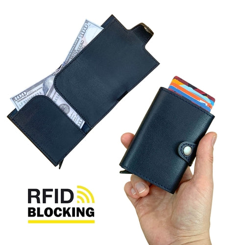 Angora - Vegan Leather RFID Mechanism Card Holder with Cash