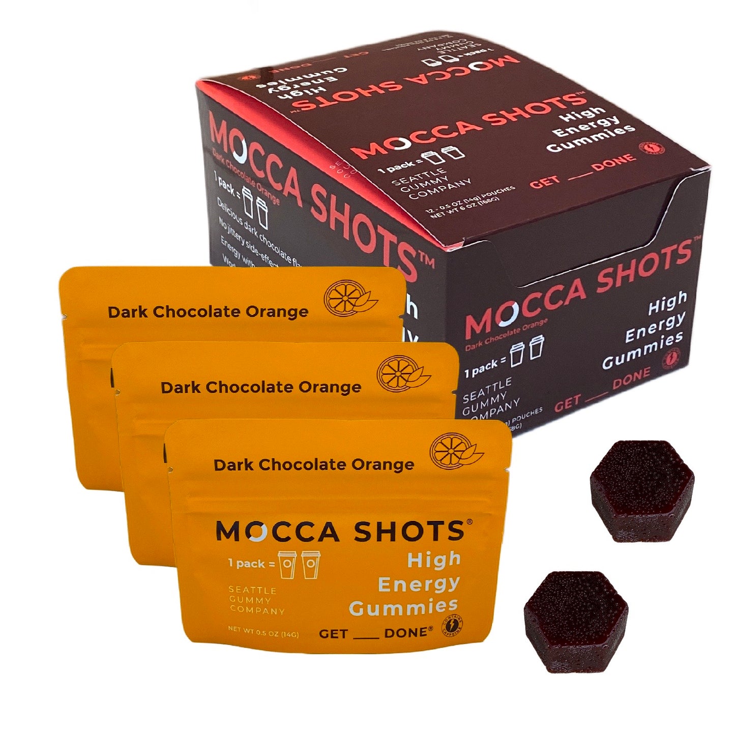 Mocca Shots Chocolate Orange Caffeine Gummy 12-pack 12x2 shots