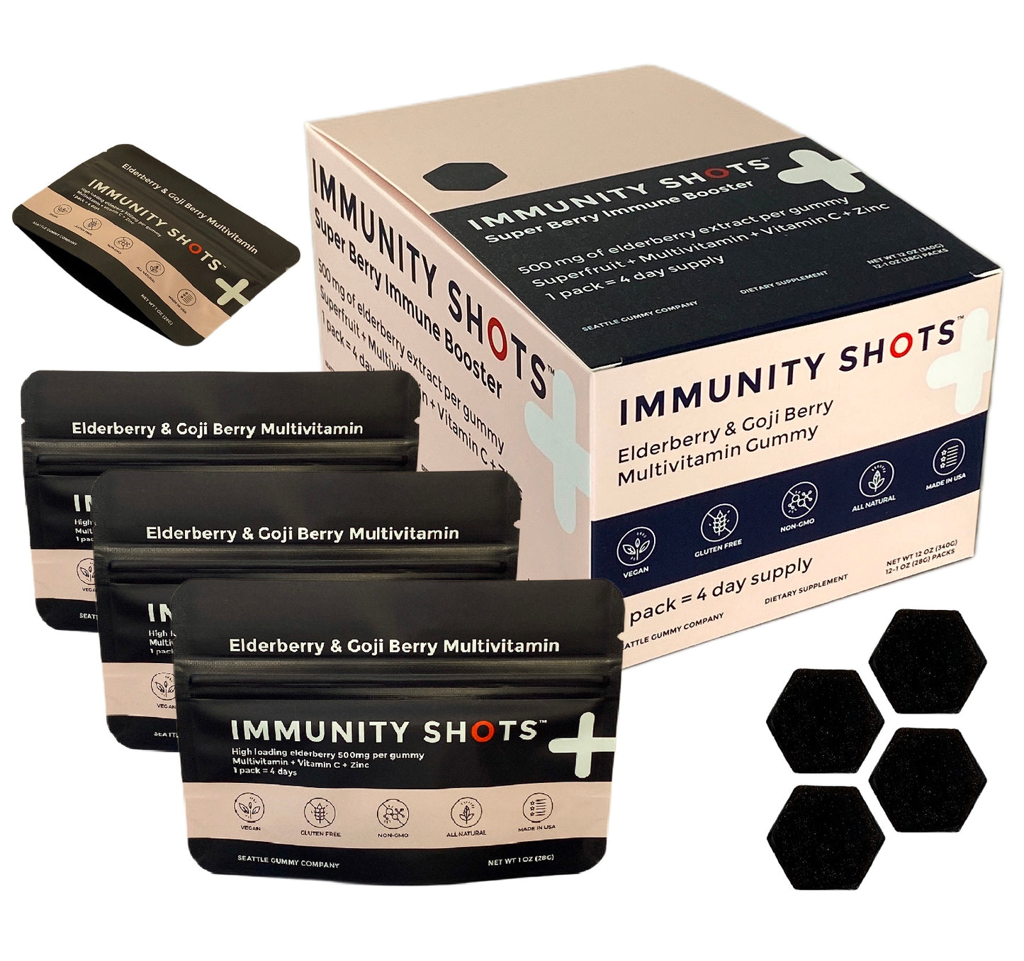 Immunity Shots Elderberry and Goji Berry Multivitamin (12-Pack)