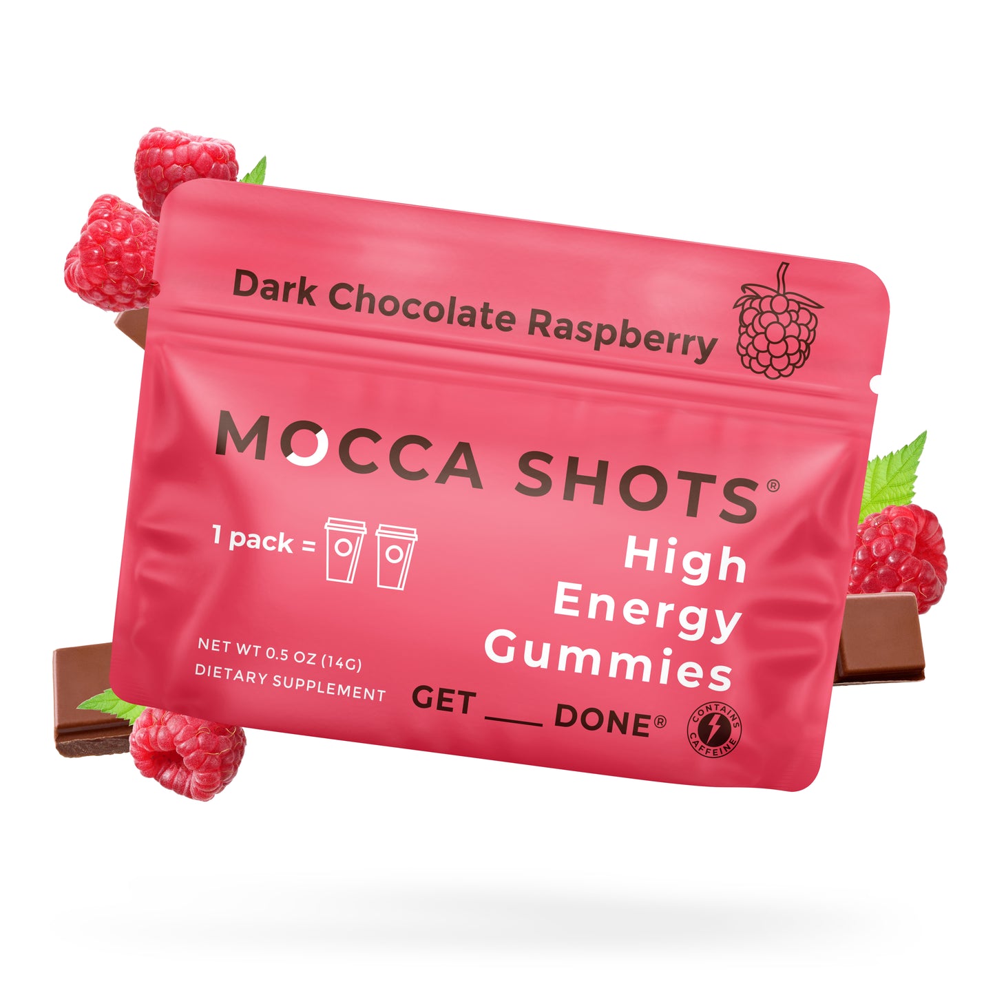 Mocca Shots Chocolate Raspberry Caffeine Gummy 12-pack 12x2 shots